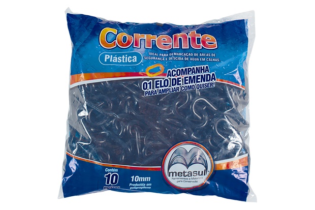 Corrente Plástica 6mm com 10 Metros Preta - Metasul