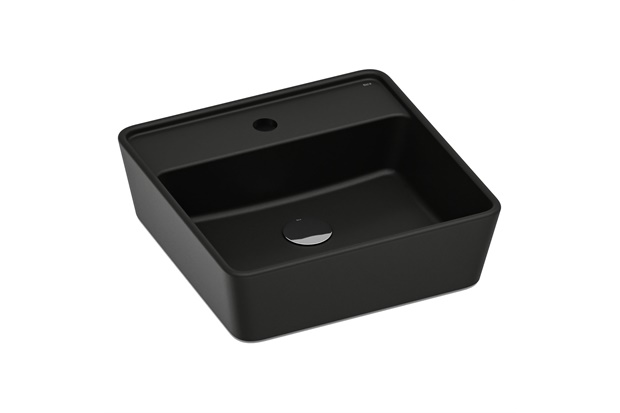 Cuba de Apoio Quadrada com Mesa Louça Optica 42x42 Matte Black - Roca