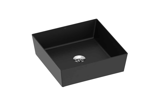 Cuba de Apoio Quadrada sem Mesa Louça Platinum 38x38 Matte Black - Incepa   