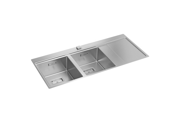 Cuba Dupla para Cozinha em Inox Wish 116x20,1cm Cromada - Deca 