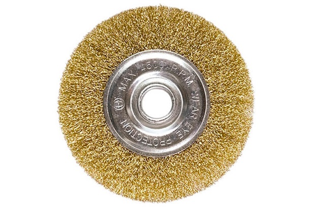 Escova Circular em Aço 150mm com Furo de 22mm Dourada - MTX
