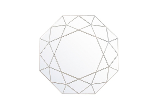 Espelho de Parede Octogonal Urban 55x55cm Prata Gold - Evolux