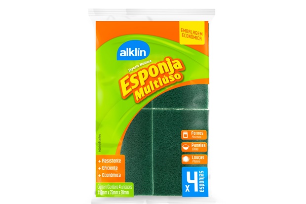 Esponja Multiuso Dupla Face com 4 Unidades Amarelo E Verde - Alklin