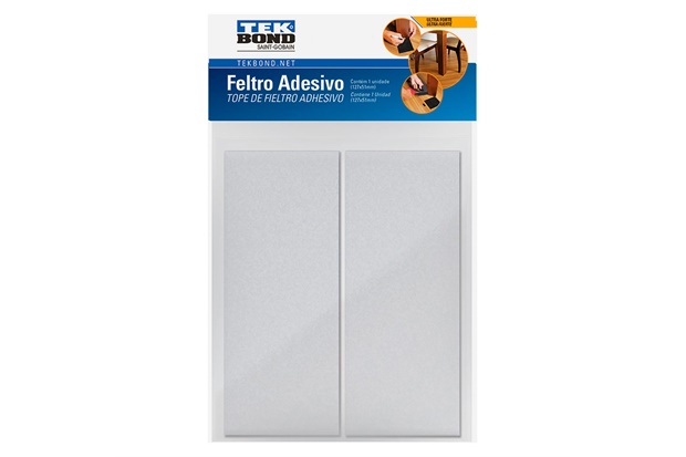 Feltro Adesivo Retangular 127x51mm com 02 Unidades Branco - Tekbond