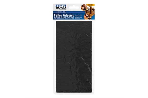 Feltro Adesivo Retangular 200x100mm com 01 Unidade Preto - Tekbond