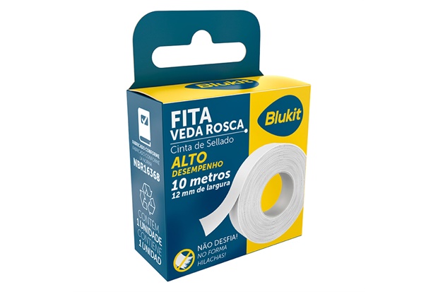 Fita Veda Rosca 12mm com 10 Metros Branca - Blukit