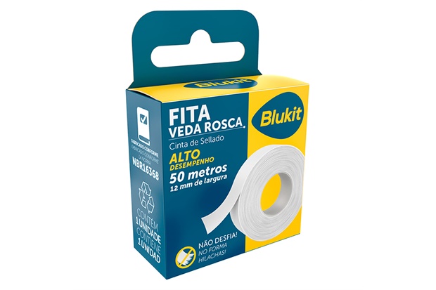 Fita Veda Rosca 12mm com 50 Metros Branca - Blukit