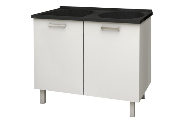 Gabinete para Área de Serviço com Tanque Flat Preto 95,7cm - Cozimax