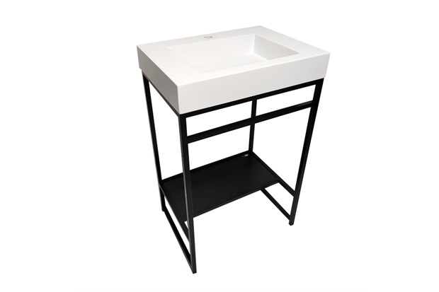 Gabinete para Banheiro com Cuba Iron Black 60cm Branco Fosco - Venturi