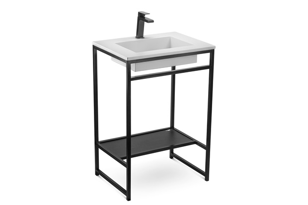 Gabinete para Banheiro com Cuba Iron Black 60x45cm Branco Fosco - Venturi