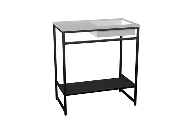 Gabinete para Banheiro com Cuba Iron Black 80cm Branco Fosco - Venturi