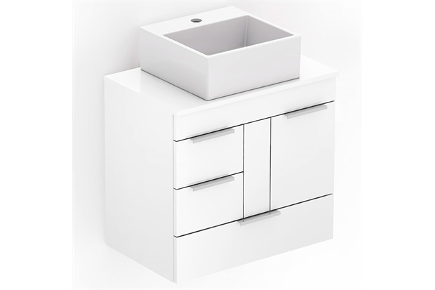 Gabinete para Banheiro em Mdf com Cuba Quadrada Basic 60x38cm Branco - Celite 