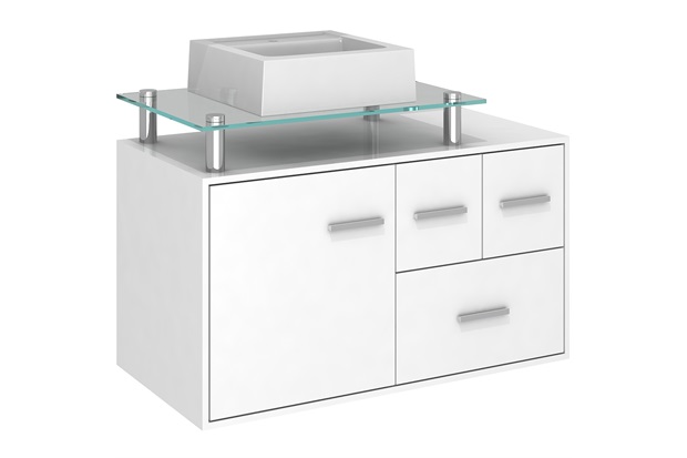 Gabinete para Banheiro em Mdf Napoli 80cm Branco - Darabas Agardi