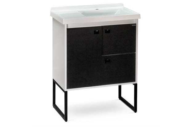 Gabinete para Banheiro Pedra Potenza 88x66cm Branco E Preto - Venturi