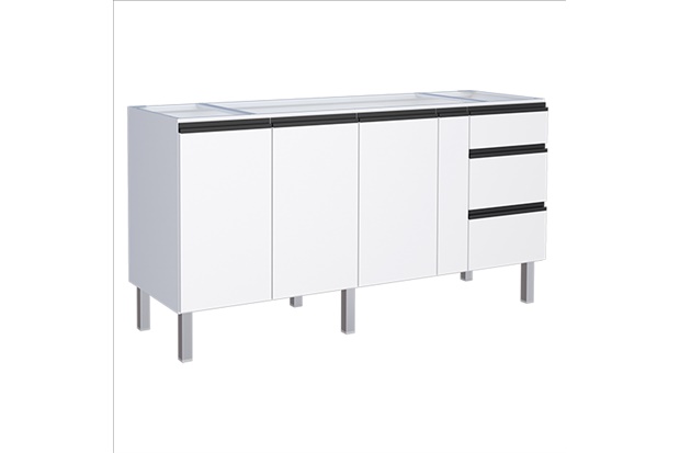 Gabinete para Cozinha em Aço Gaia 73x177cm Branco - Cozimax