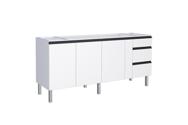 Gabinete para Cozinha em Aço Gaia 73x196,6cm Branco - Cozimax