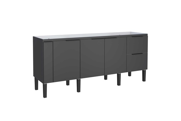 Gabinete para Cozinha em Madeira Cisne 85x194cm Preto - Cozimax