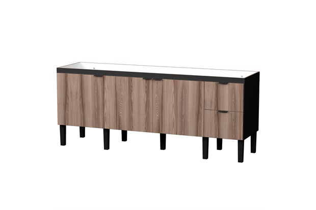 Gabinete para Cozinha em Madeira Colibri 78,7x194cm Preto E Tamarindo - Cozimax