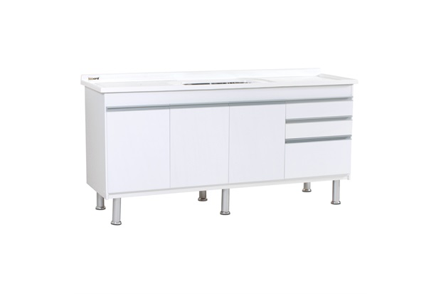 Gabinete para Cozinha em Mdf Ferrara 200x70cm Branco - Corso