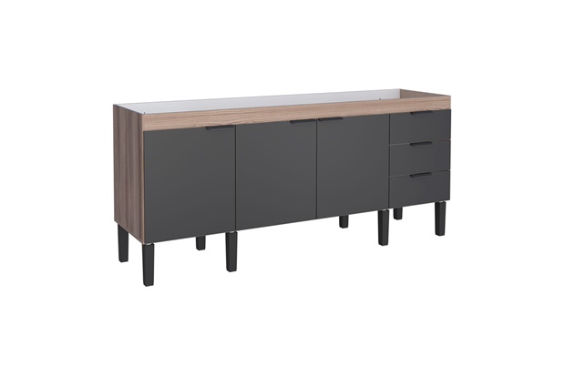 Gabinete para Cozinha em Mdf Flamingo 86x194cm Preto E Tamarindo - Cozimax