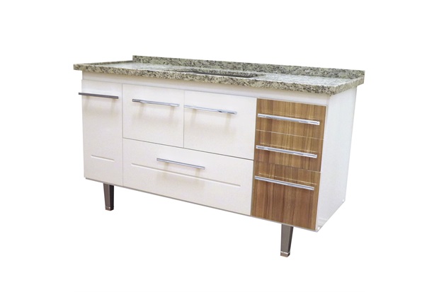 Gabinete para Cozinha em Mdf Life 150cm Branco E Nogal - Bonatto