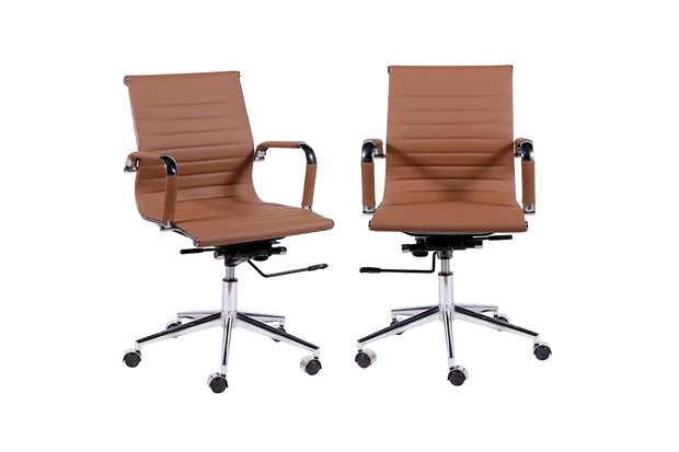 Kit 2 Cadeiras de Escritório Esteirinha Bai X a Caramelo Base Rodízio 105cm - Ór Design