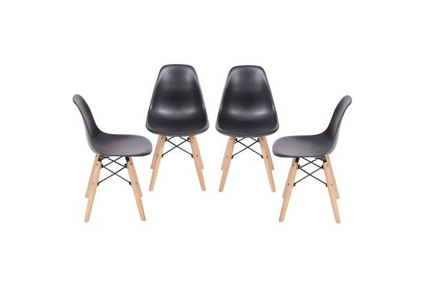 Kit Cadeira Eames com Base de Madeira Preta com 4 Peças - Ór Design