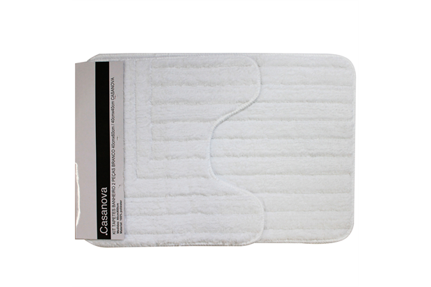Kit de Tapetes de Banheiro em Microfibra com 2 Peças Branco - Casanova
