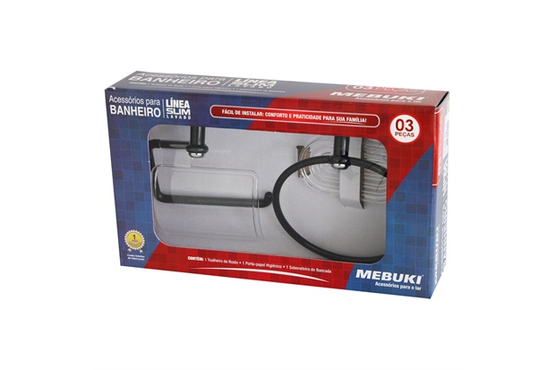 Kit Lavabo Slim 3 Peças Preto Cromado - Mebuki