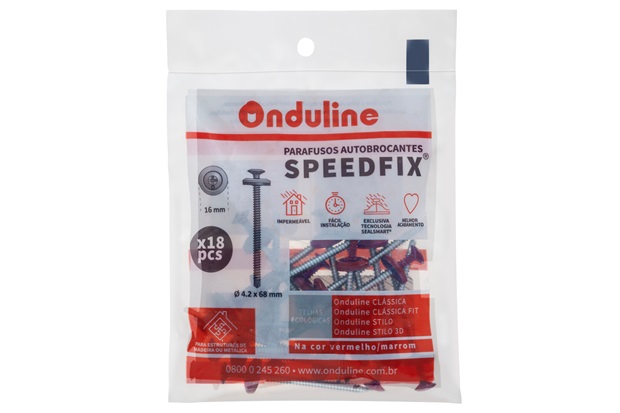 Kit Parafusos Autobrocantes Speedfix 4,2x68mm com 18 Unidades Vermelho E Marrom - Onduline