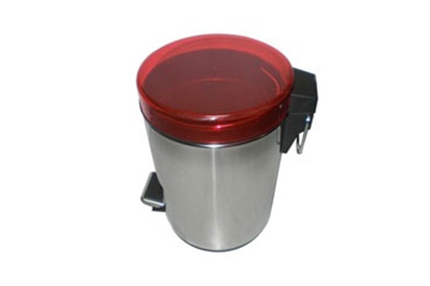 Lixeira Inox com Pedal 3 Litros Tampa Vermelha - Importado