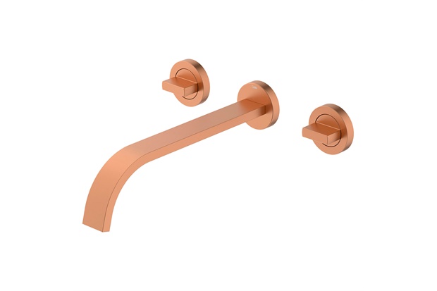 Misturador de Parede para Lavatório com Válvula de Escoamento Flow Rose Gold Matte - Celite 