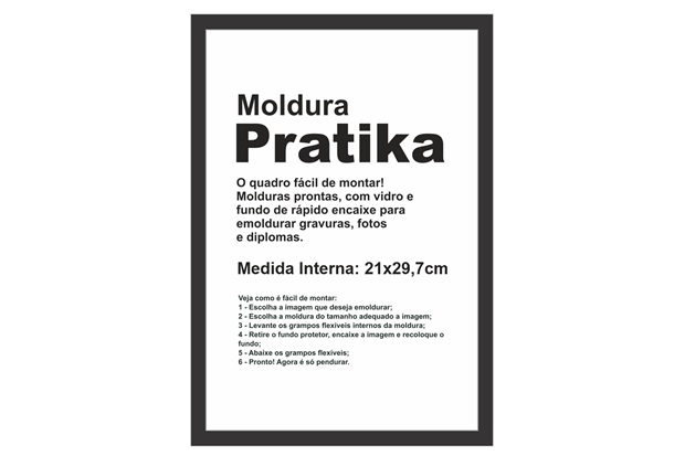 Moldura em Madeira Pratika 34x25cm Preta - Kapos