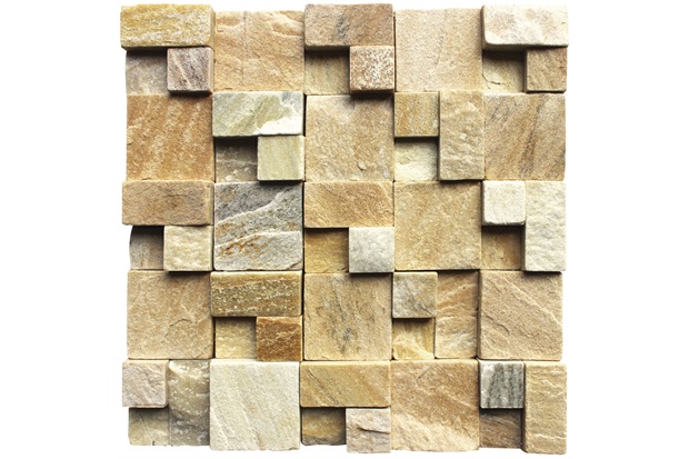 Mosaico em Pedra Natural Quadro Diverse Amarelo Small 30x30cm - Villas Deccor