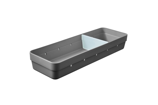 Organizador de Gaveta Logic com 2 Divisórias 35x11,5cm Chumbo Fechado - Ou