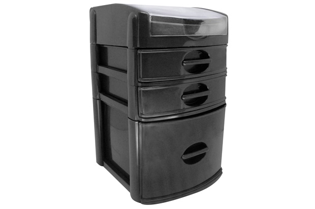 Organizador Plus com 3 Gavetas Transparente E Preto - Casanova