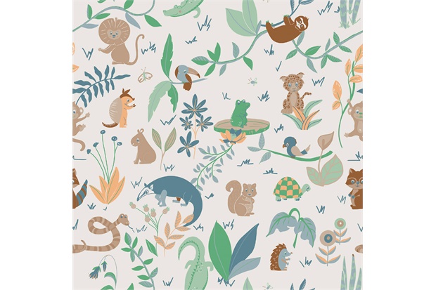 Papel de Parede Vinílico Selva Azul E Verde 52x950cm - Bobinex