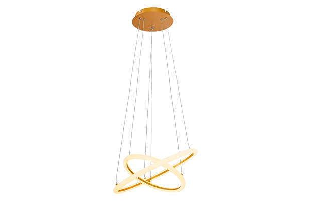 Pendente Space Orbital Double 39w 3k 40cm Bivolt Branco E Dourado - Bronzearte 