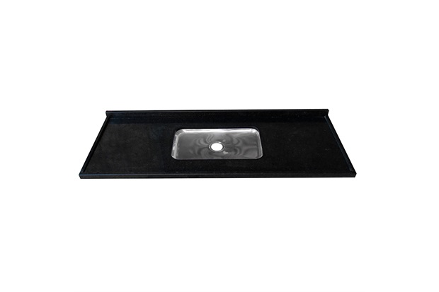 Pia de Granito com Cuba em Inox 150cm Preto - Kasa Granitos