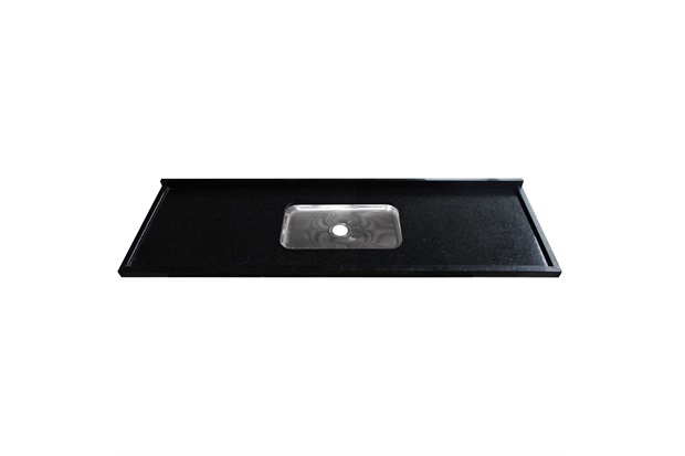 Pia de Granito com Cuba em Inox 202cm Preto - Kasa Granitos