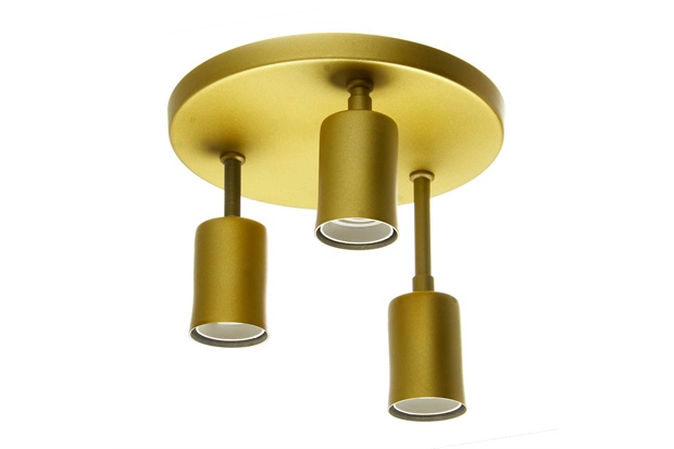 Plafon em Alumínio Redondo para 3 Lâmpadas 1503 Dourado - Pantoja & Carmona