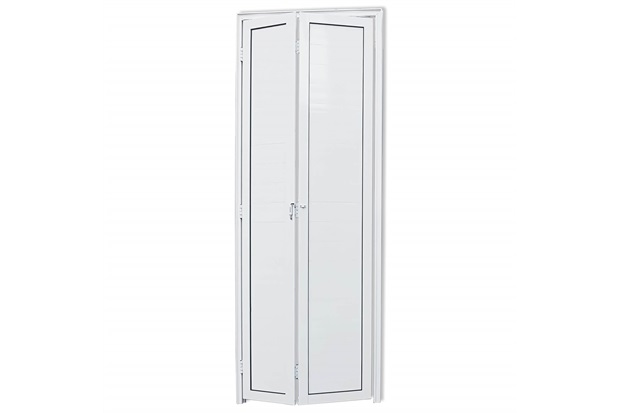 Porta Camarão Direita com Lambri em Alumínio Linha 25 210x80cm Branca - Brimak