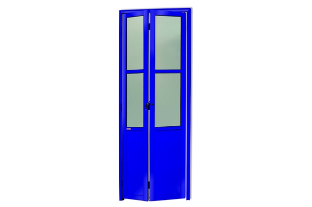 Porta Camarão Direita L25 com Lambri E Vidro Boreal em Alumínio 210x60cm Azul - Brimak