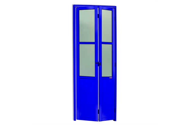 Porta Camarão Esquerda L25 com Lambri E Vidro Boreal em Alumínio 210x60cm Azul - Brimak