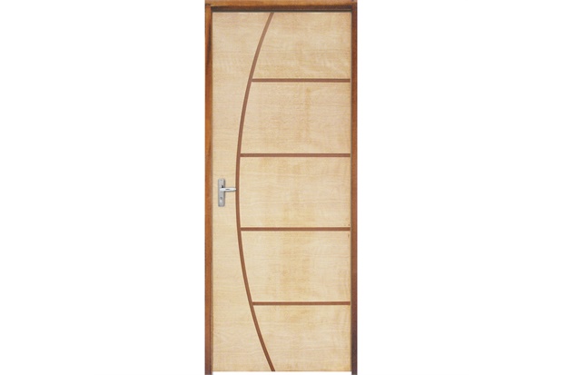 Porta com Miolo Semi Oco Montada Direita Curupixá 210x72cm - Sidney Esquadrias 