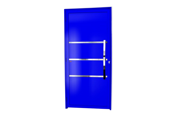 Porta de Giro Direita Evolution Super 25 com Lambri E Puxador em Alumínio 210x90cm Azul - Brimak