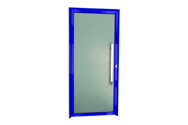 Porta de Giro Direita Murano Super 25 com Puxador em Alumínio 210x100cm Azul - Brimak