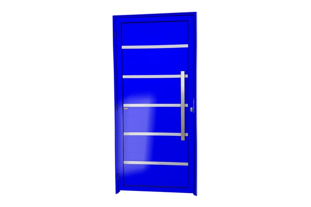 Porta de Giro Direita Premium Super 25 com Lambri E Puxador em Alumínio 210x90cm Azul - Brimak