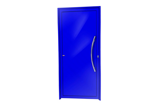 Porta de Giro Direita Savana Super 25 com Lambri E Puxador em Alumínio 210x90cm Azul - Brimak