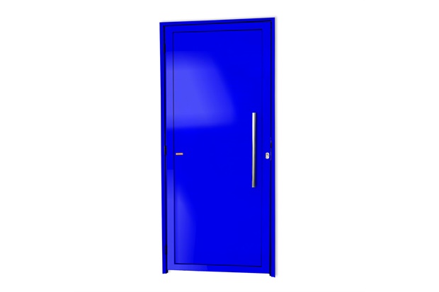 Porta de Giro Direita Super 25 com Lambri E Puxador em Alumínio 210x100cm Azul - Brimak